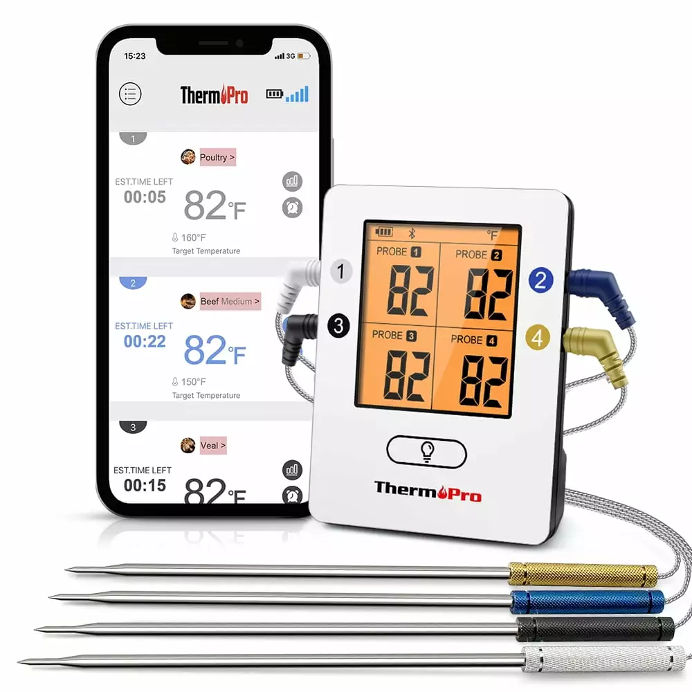 ThermoPro TP25 Bluetooth Meat Thermometer 4 Probes Grilling and Smoking