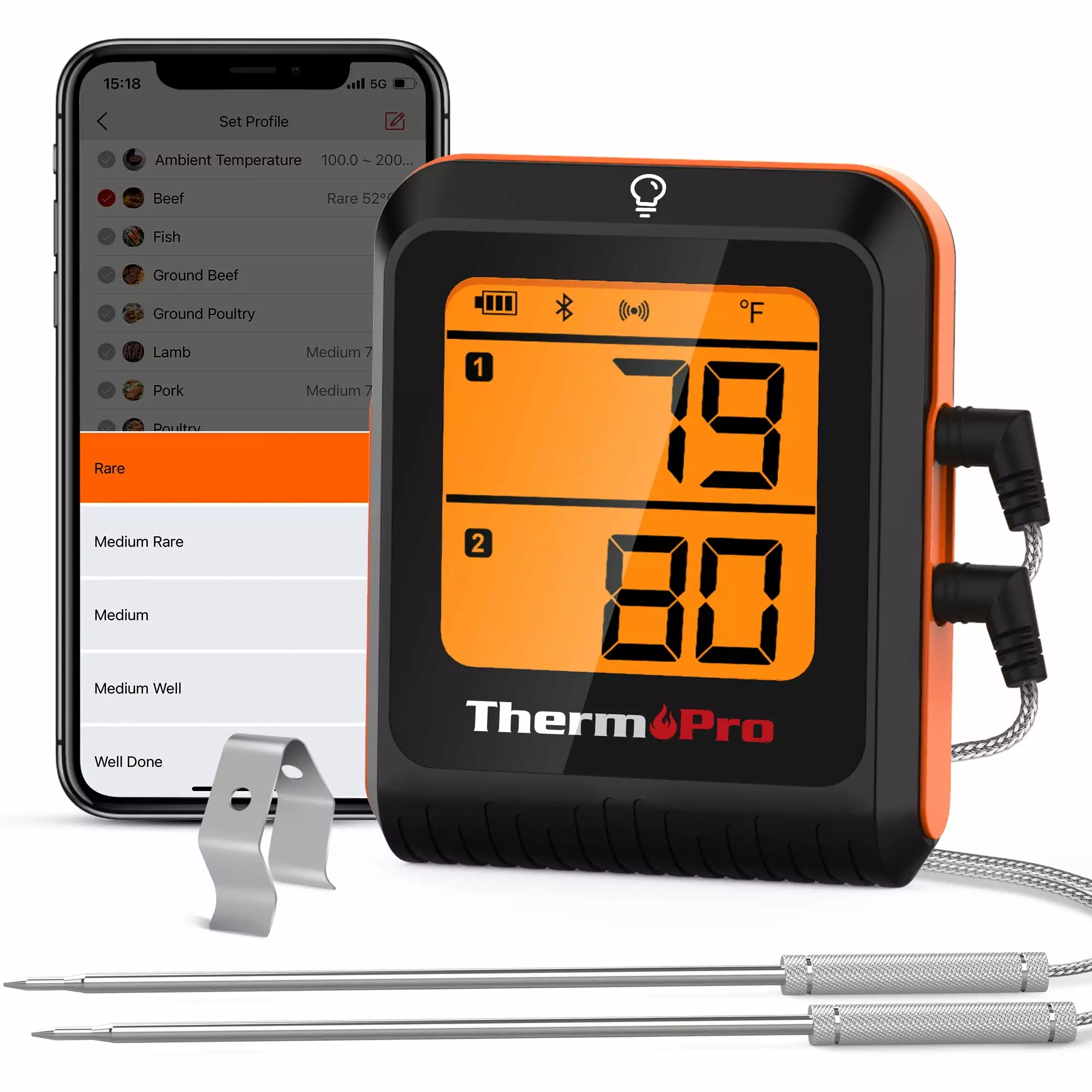 ThermoPro TP920W Bluetooth Meat Thermometer Dual Probes Oven and Grilling