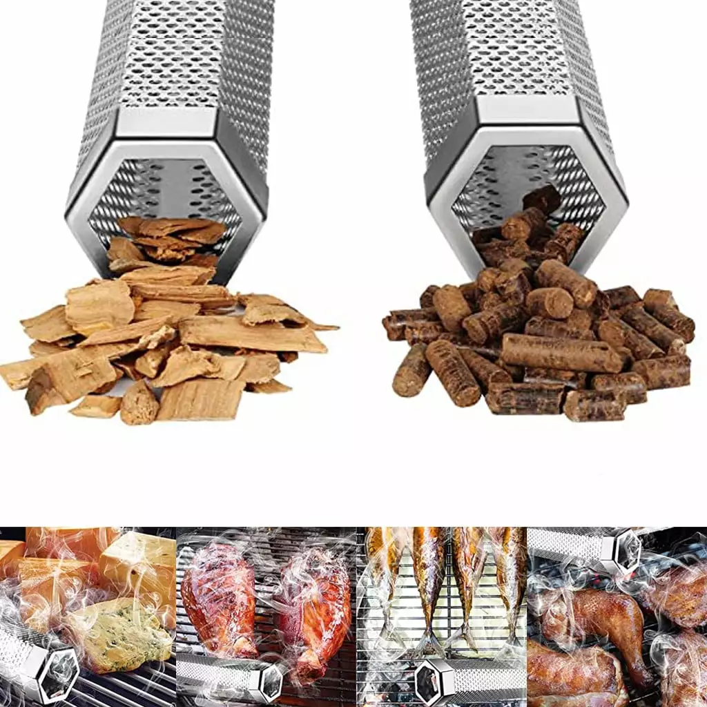 Wood Hexagon Travel-Friendly BBQ Pellet Barbecue Tools - 12 Inch 12