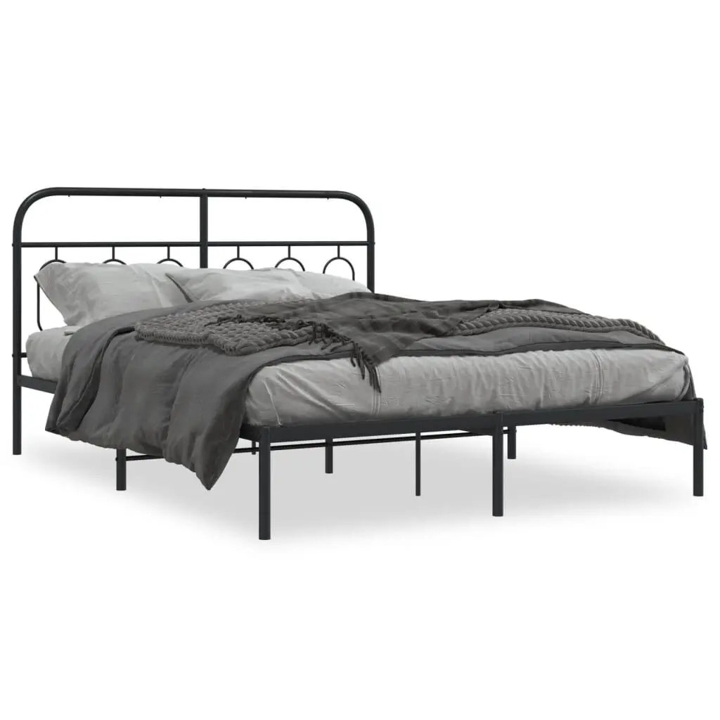 59.1 Inch Black Metal Bed Frame Headboard Queen Beds