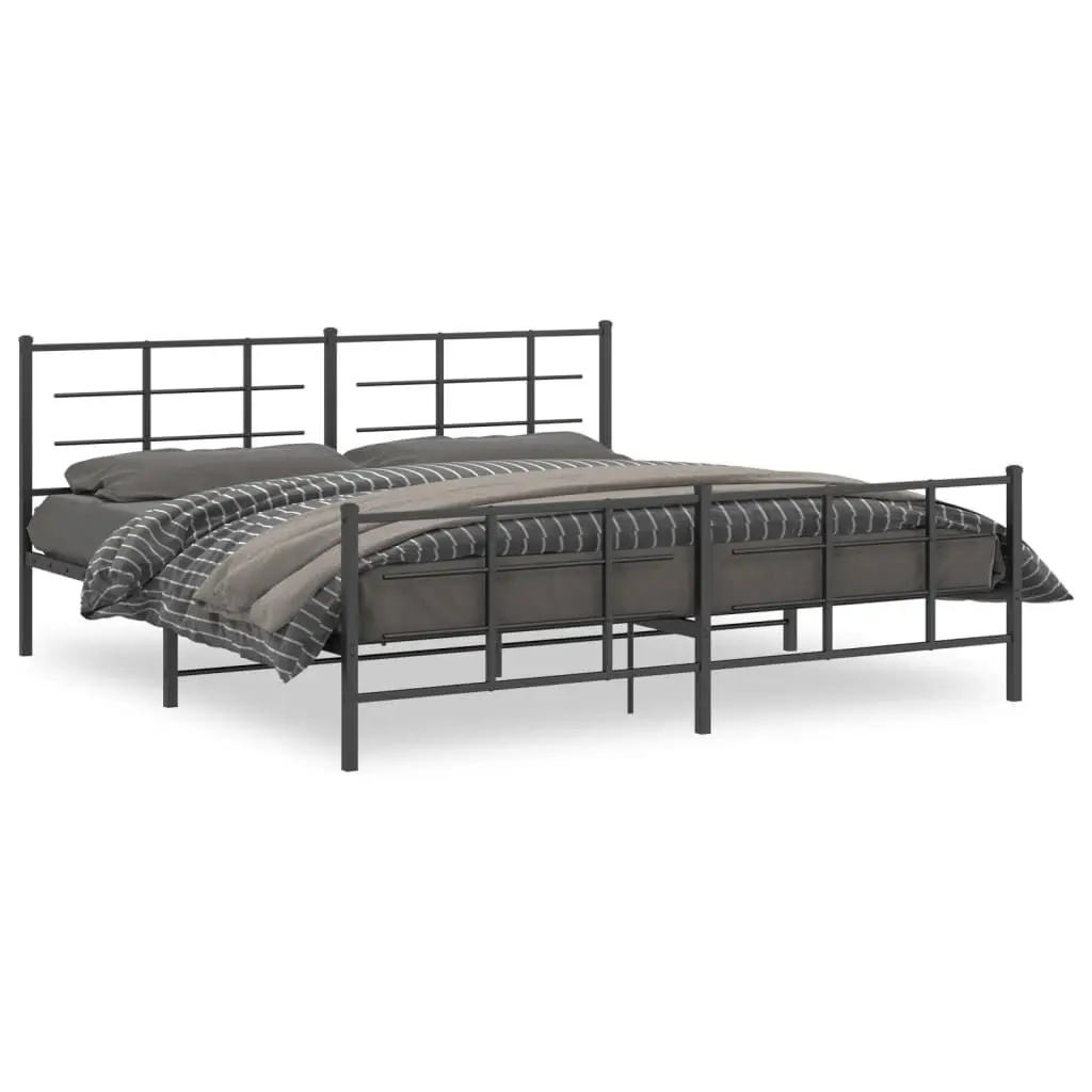 76x79.9 Inch Black Metal Bed Frame Footboard King Mattress