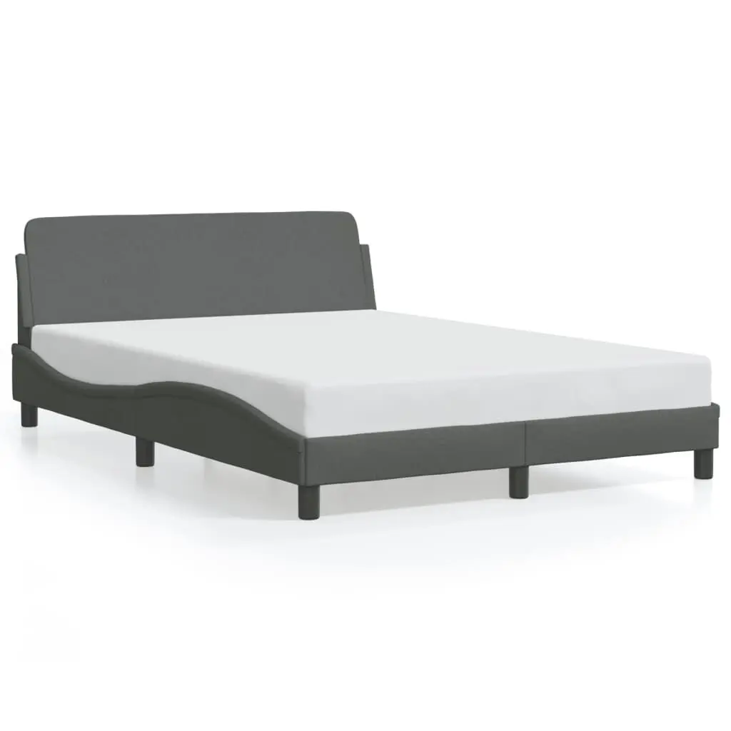 Bed Frame without Mattress 53.9x74.8 Inches Dark Gray Fabric Platform Bed Base Sturdy Support