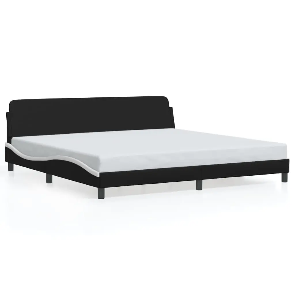 Bed Frame without Mattress Black and White 76x79.9 Faux Leather Platform