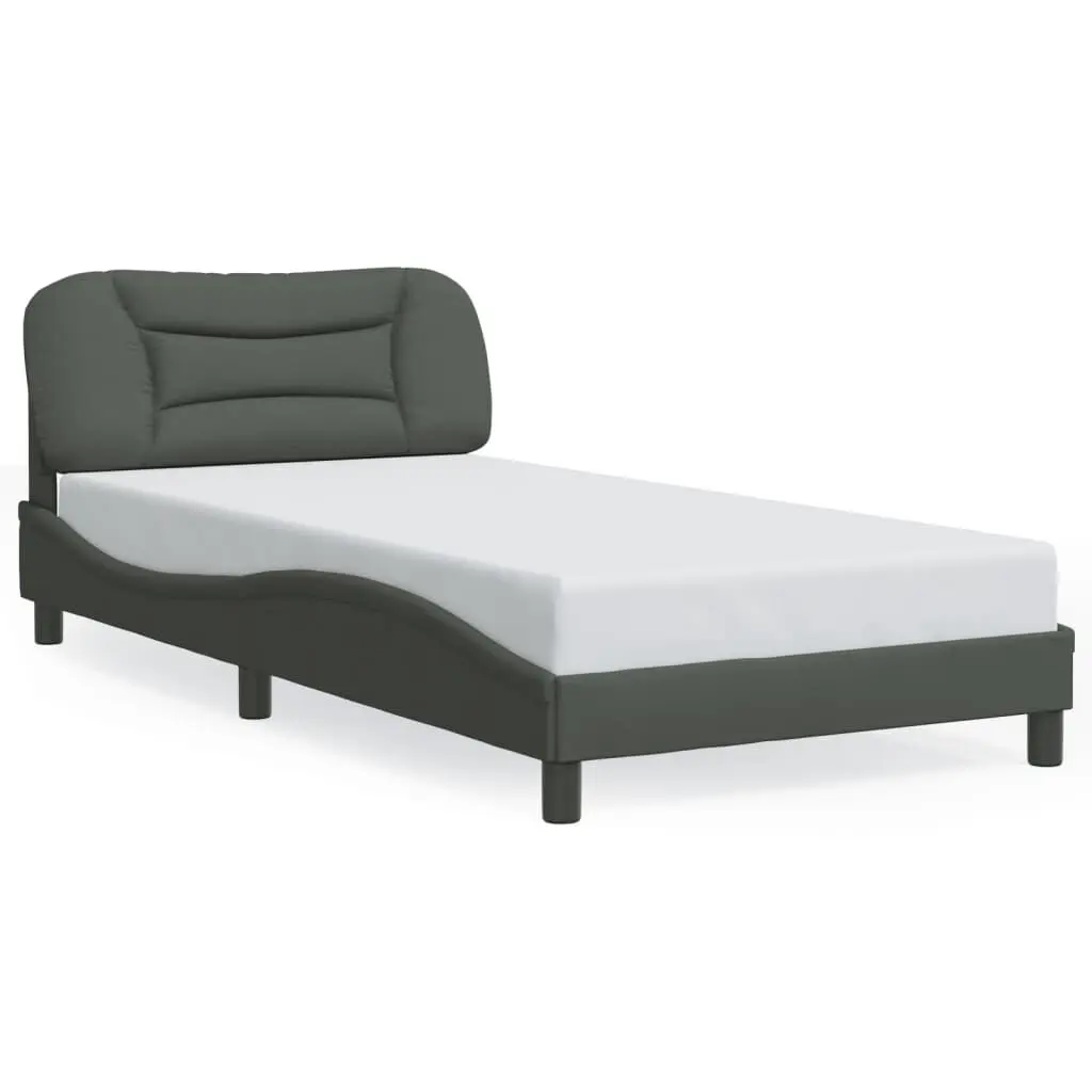 Bed Frame without Mattress Dark Gray 39.4x74.8 Inches Fabric Platform Bed