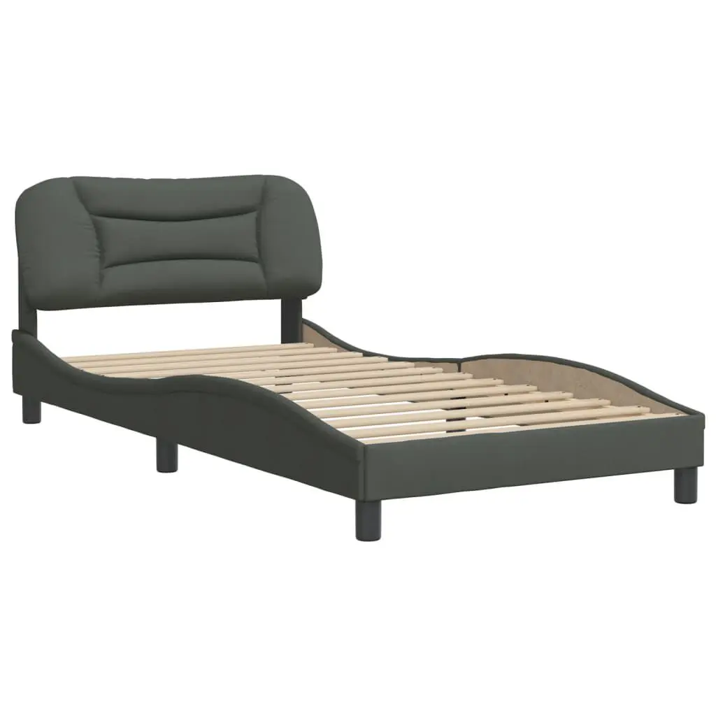 Bed Frame without Mattress Dark Gray 39.4x79.9 Inches Fabric Platform Bed