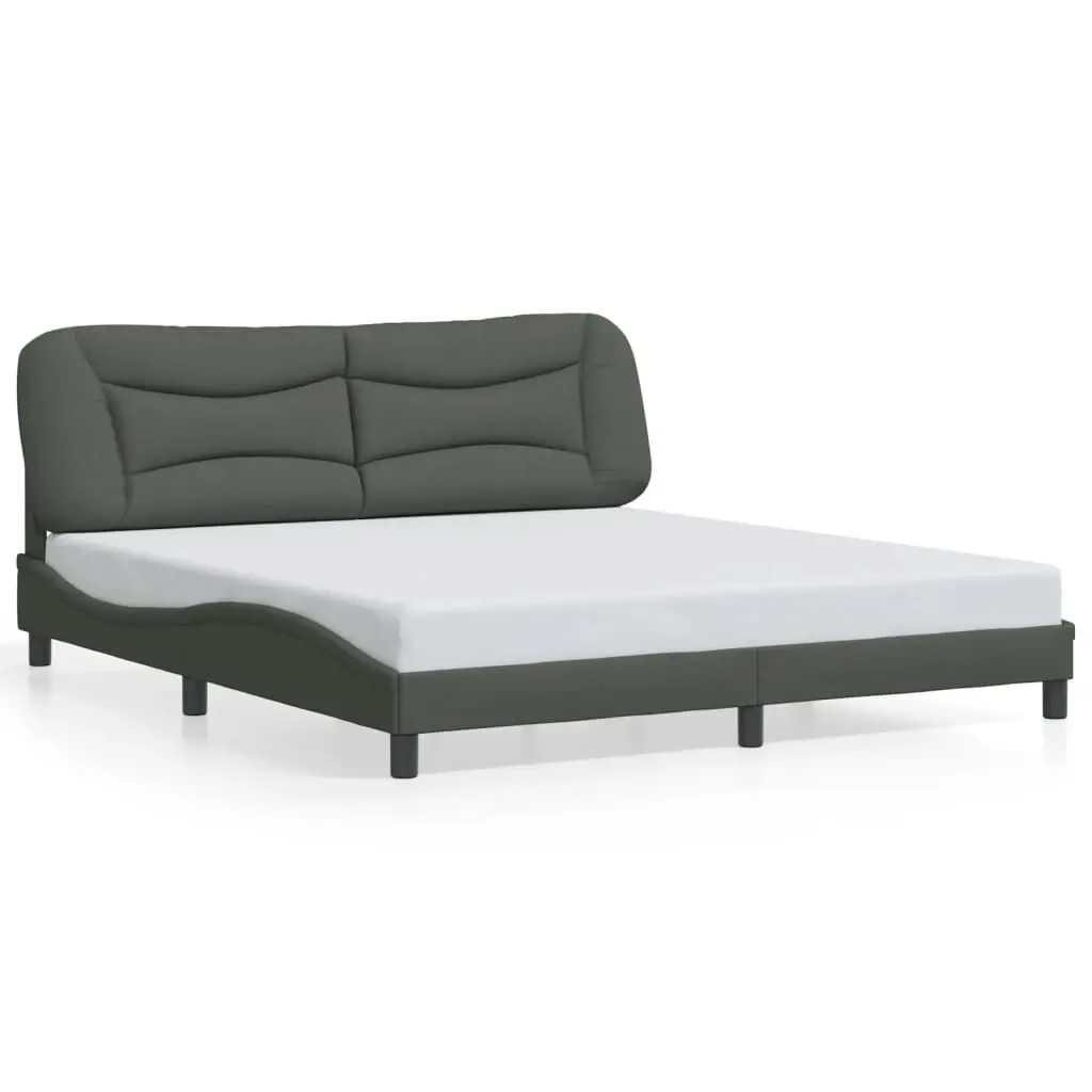 Bed Frame without Mattress Dark Gray 76x79.9 Inches Fabric Platform Bed