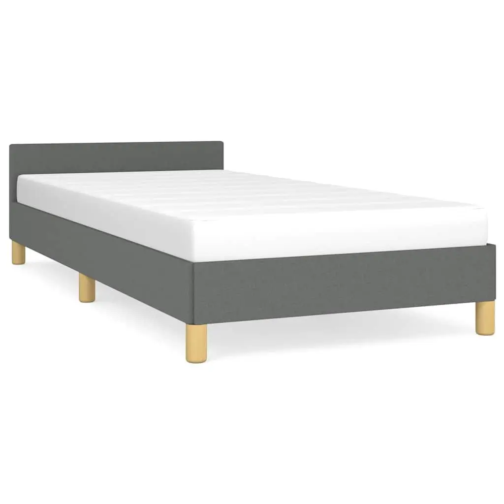 Bed Frame without Mattress Dark Gray Twin XL Size Fabric Platform