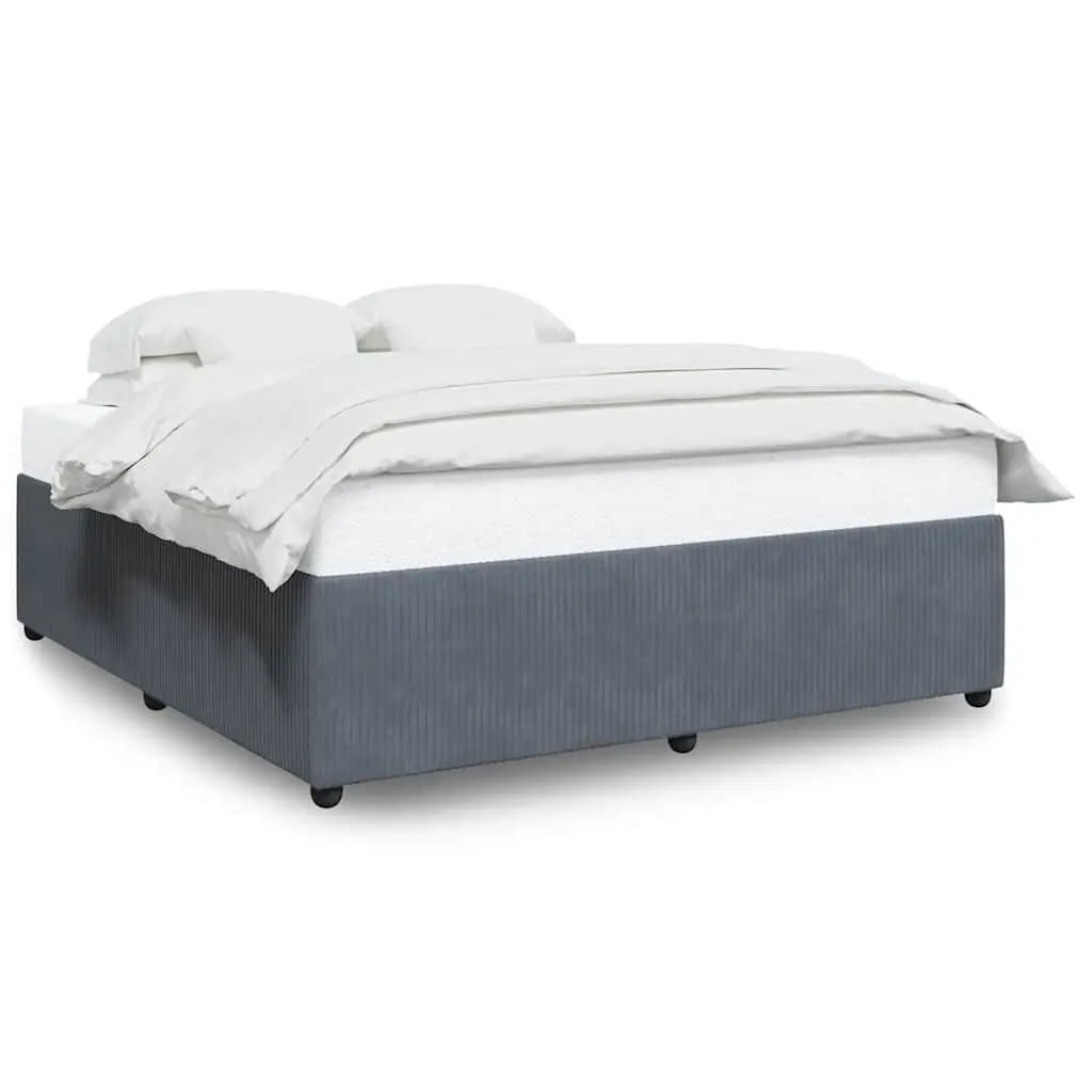 Bed Frame without Mattress Dark Gray King Velvet Upholstered Platform Bed