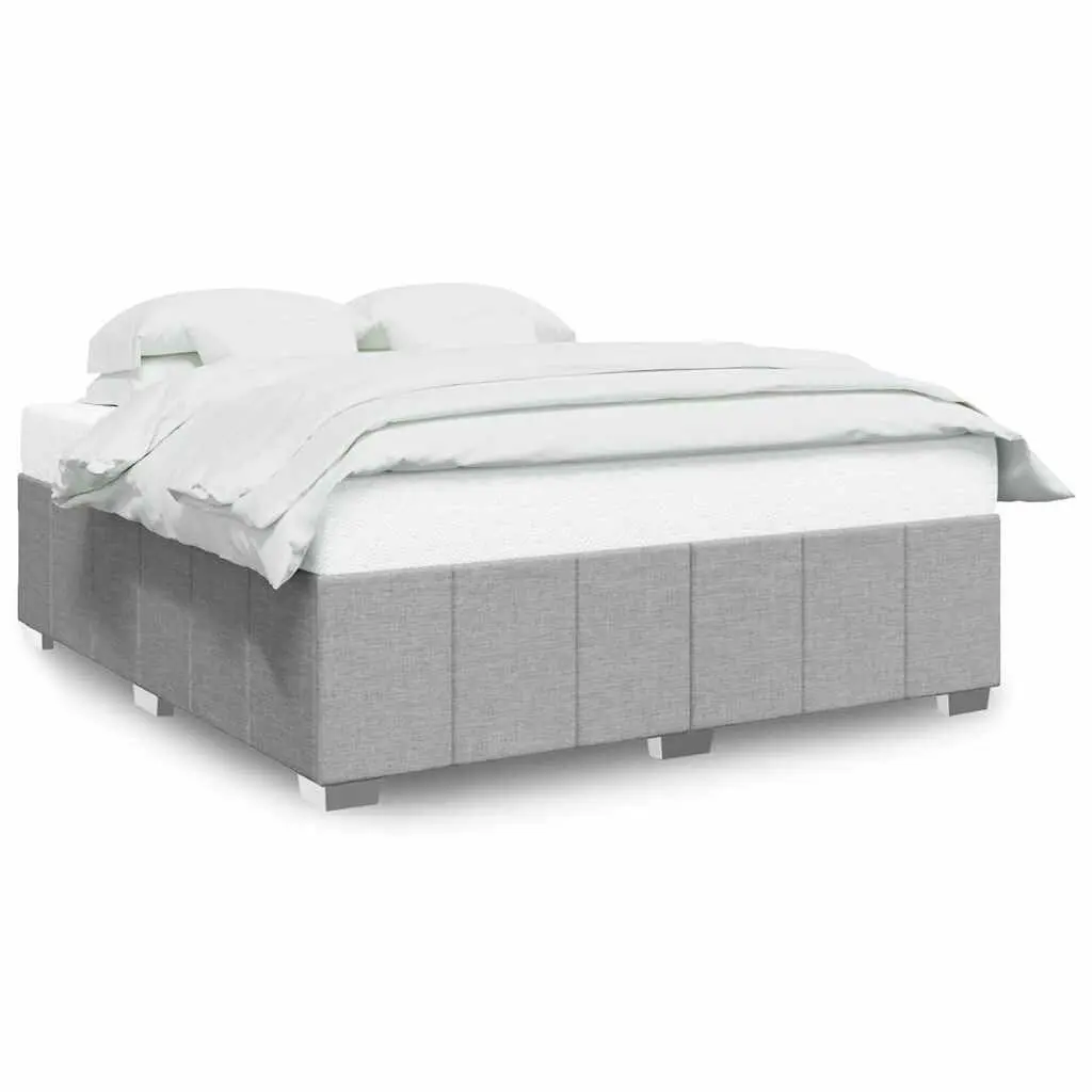 Bed Frame without Mattress Light Gray California King Fabric Platform Bed