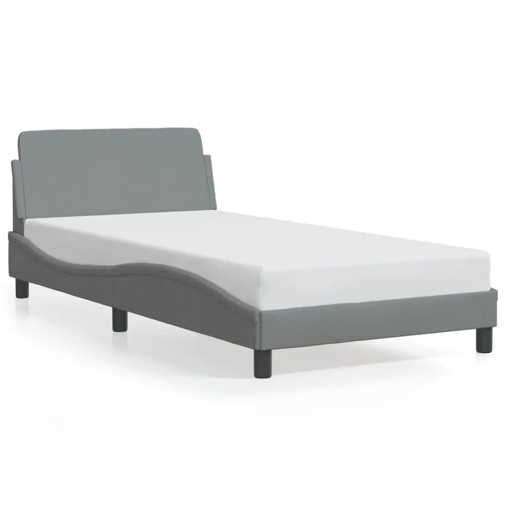 Bed Frame without Mattress Light Gray 39.4x79.9 Inches Twin Size Fabric Base