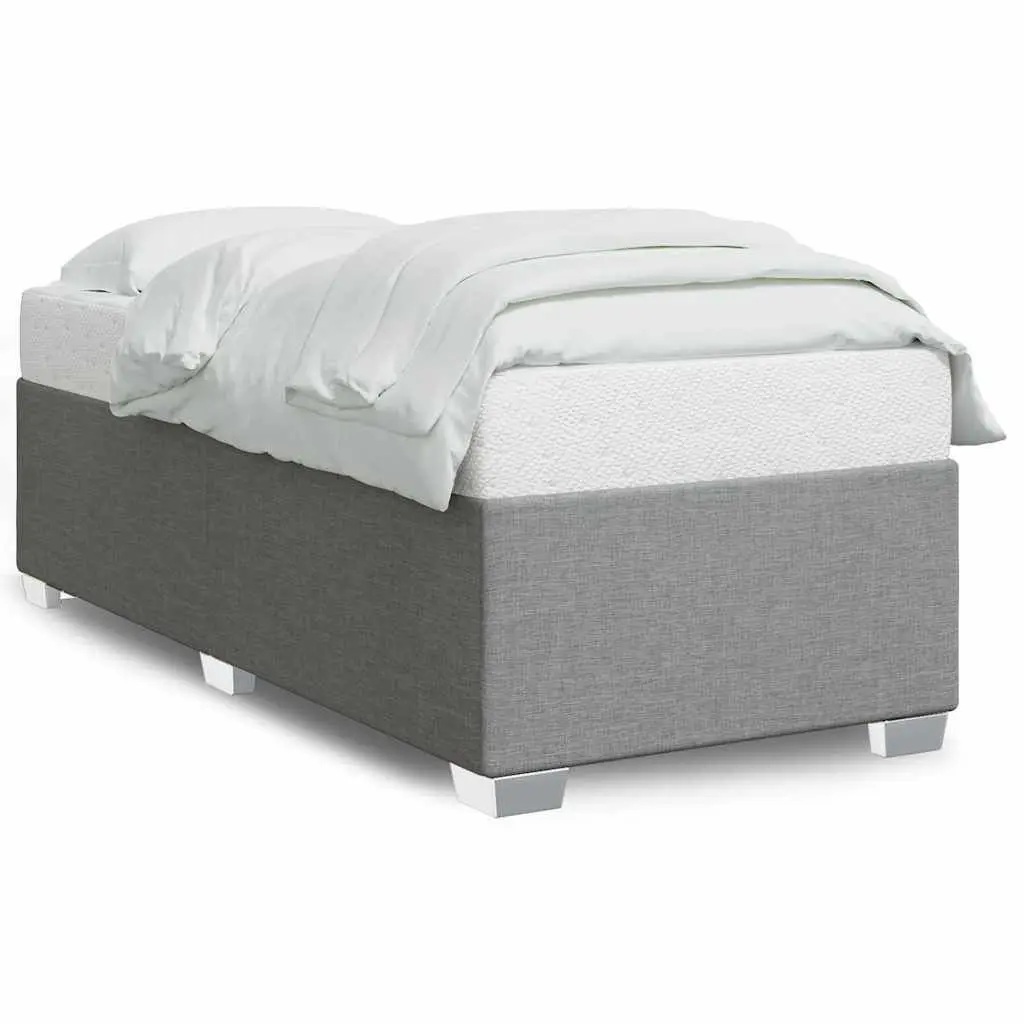 Bed Frame without Mattress Light Gray Twin XL Size Fabric Upholstered Platform