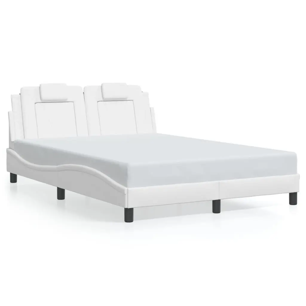 Bed Frame without Mattress White 53.9x74.8 Inches Faux Leather