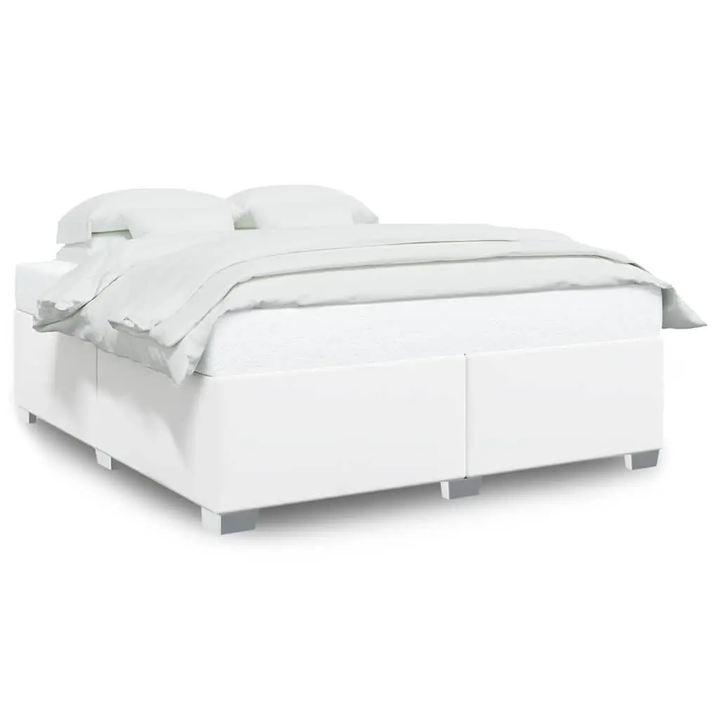 Bed Frame without Mattress White King Faux Leather Modern Furniture