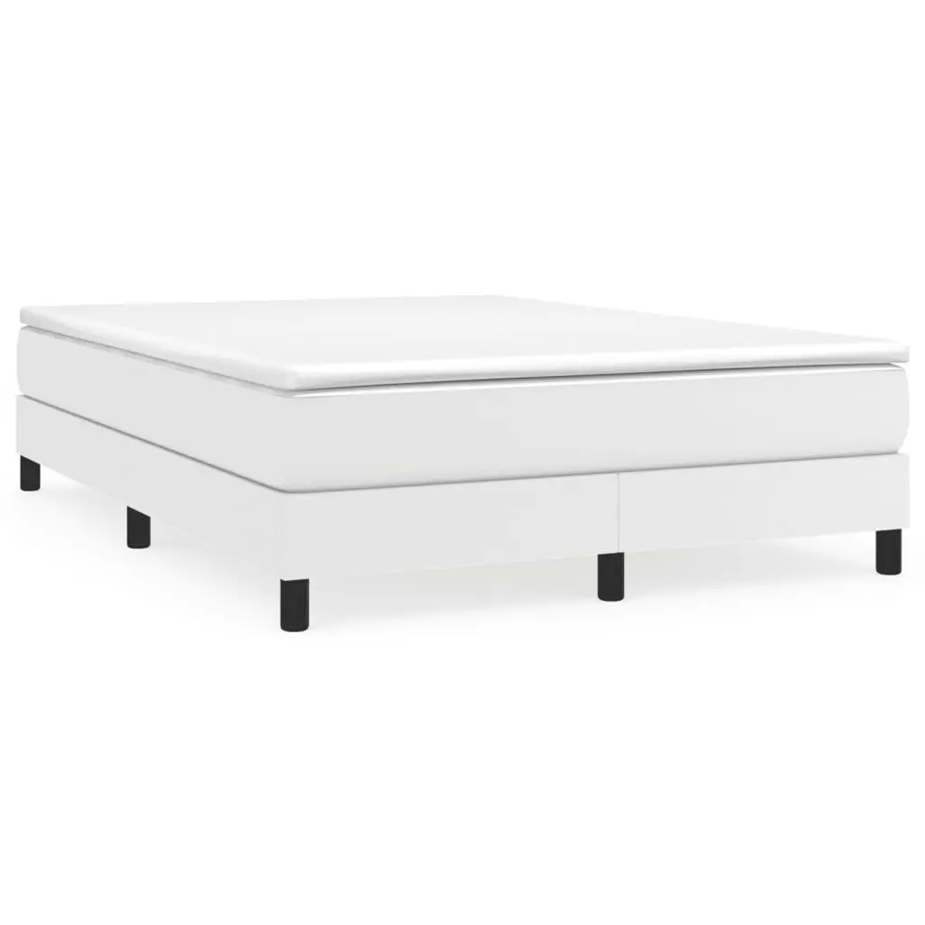 Bed Frame without Mattress White Queen Size Faux Leather US Only