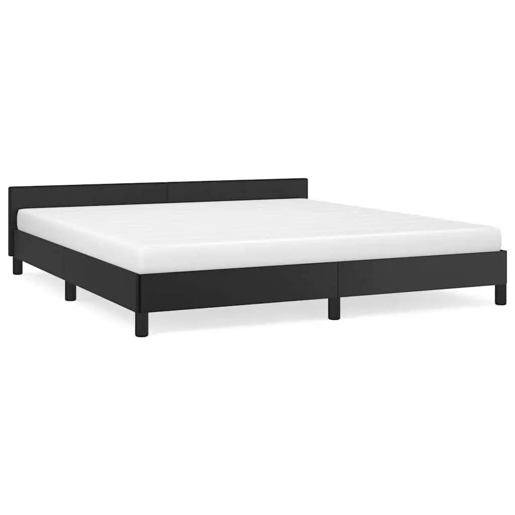 Black California King Bed Frame without Mattress Faux Leather Platform