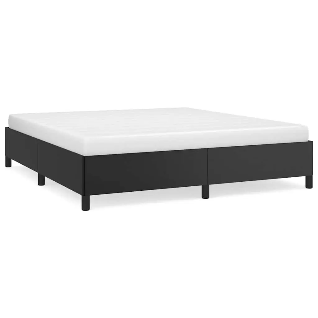 Black California King Bed Frame without Mattress Faux Leather Upholstered Platform