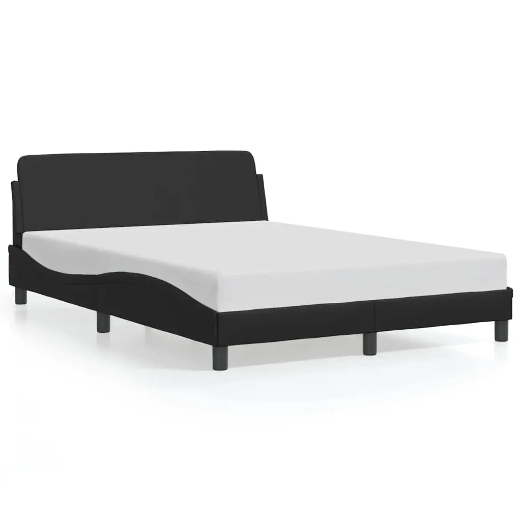 Black Faux Leather Bed Frame 53.9x74.8 Inches No Mattress Included