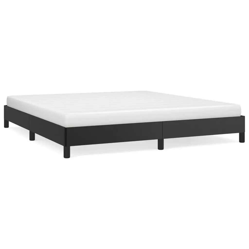 Black Faux Leather California King Bed Frame without Mattress