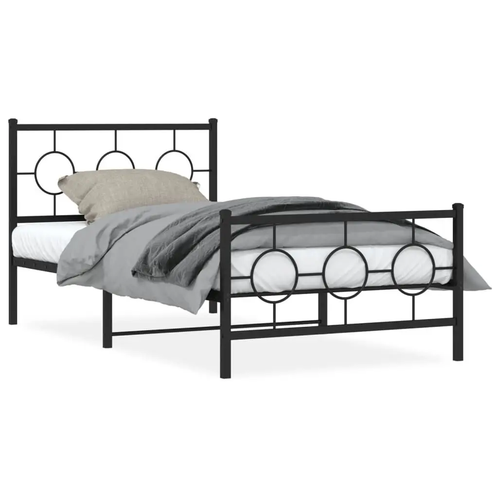 Black Metal Bed Frame Footboard 39.4x78.7 Inches No Mattress