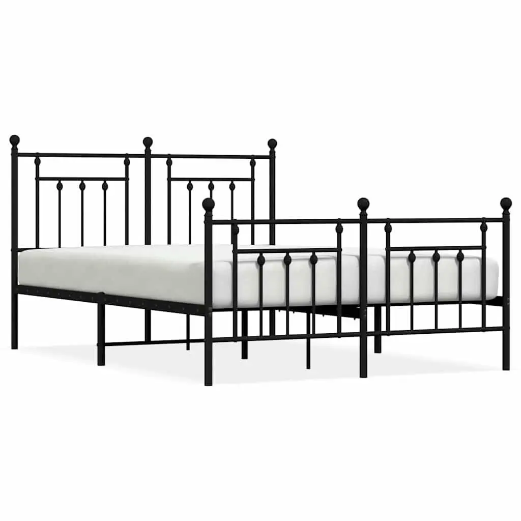 Black Metal Bed Frame Footboard 59.1x78.7 Inches No Mattress