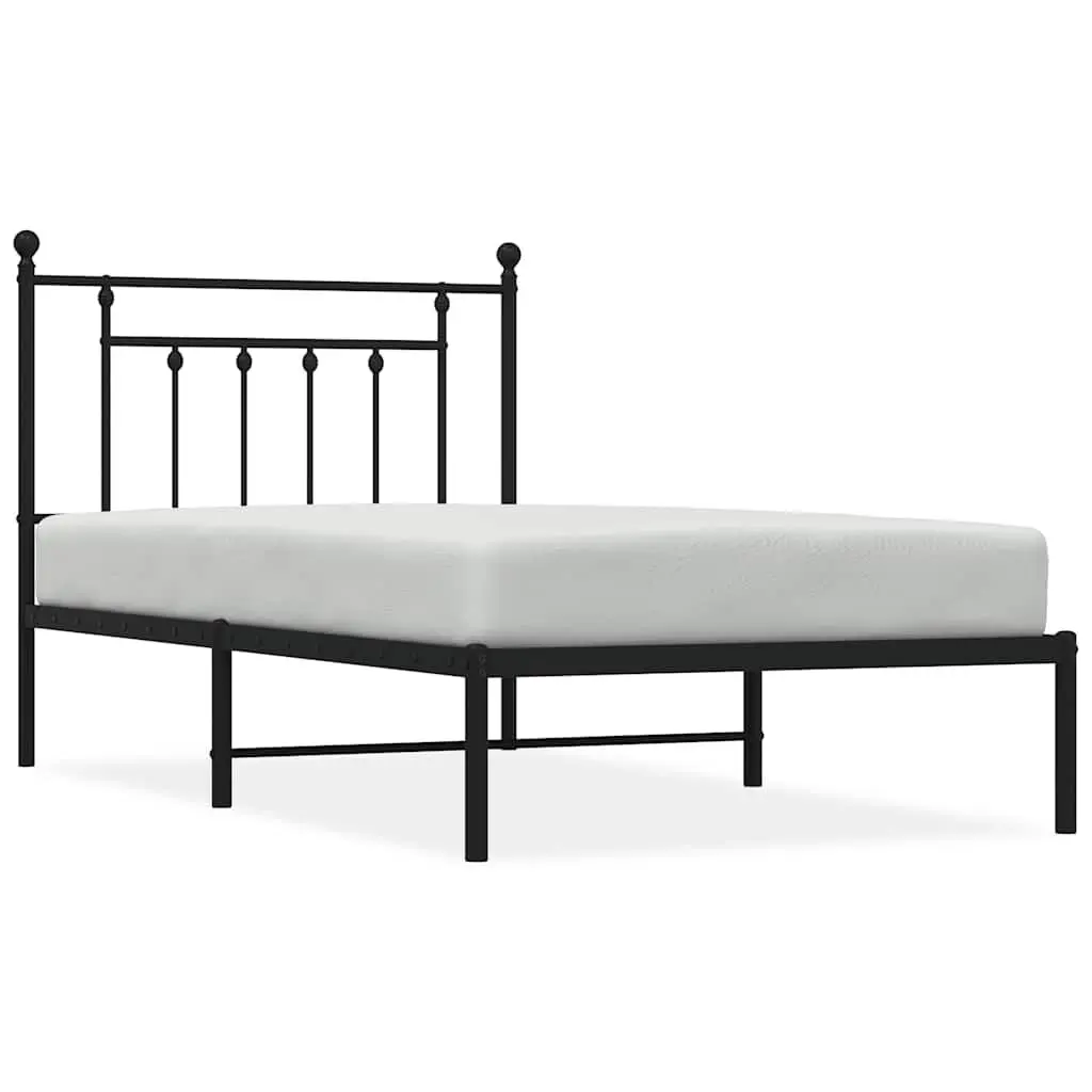 Black Metal Bed Frame Headboard 39.4x74.8 Inches No Mattress Included