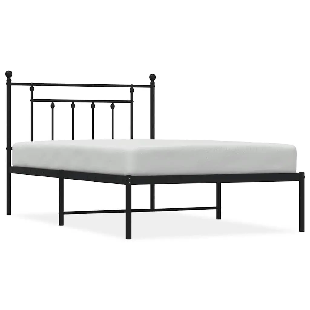 Black Metal Bed Frame Headboard 39.4x78.7 Inches No Mattress Included