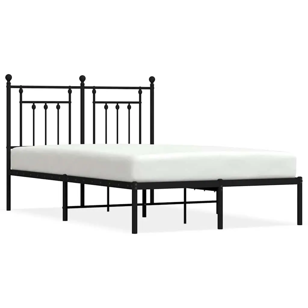 Black Metal Bed Frame Headboard 53.1x74.8 Inches No Mattress Included