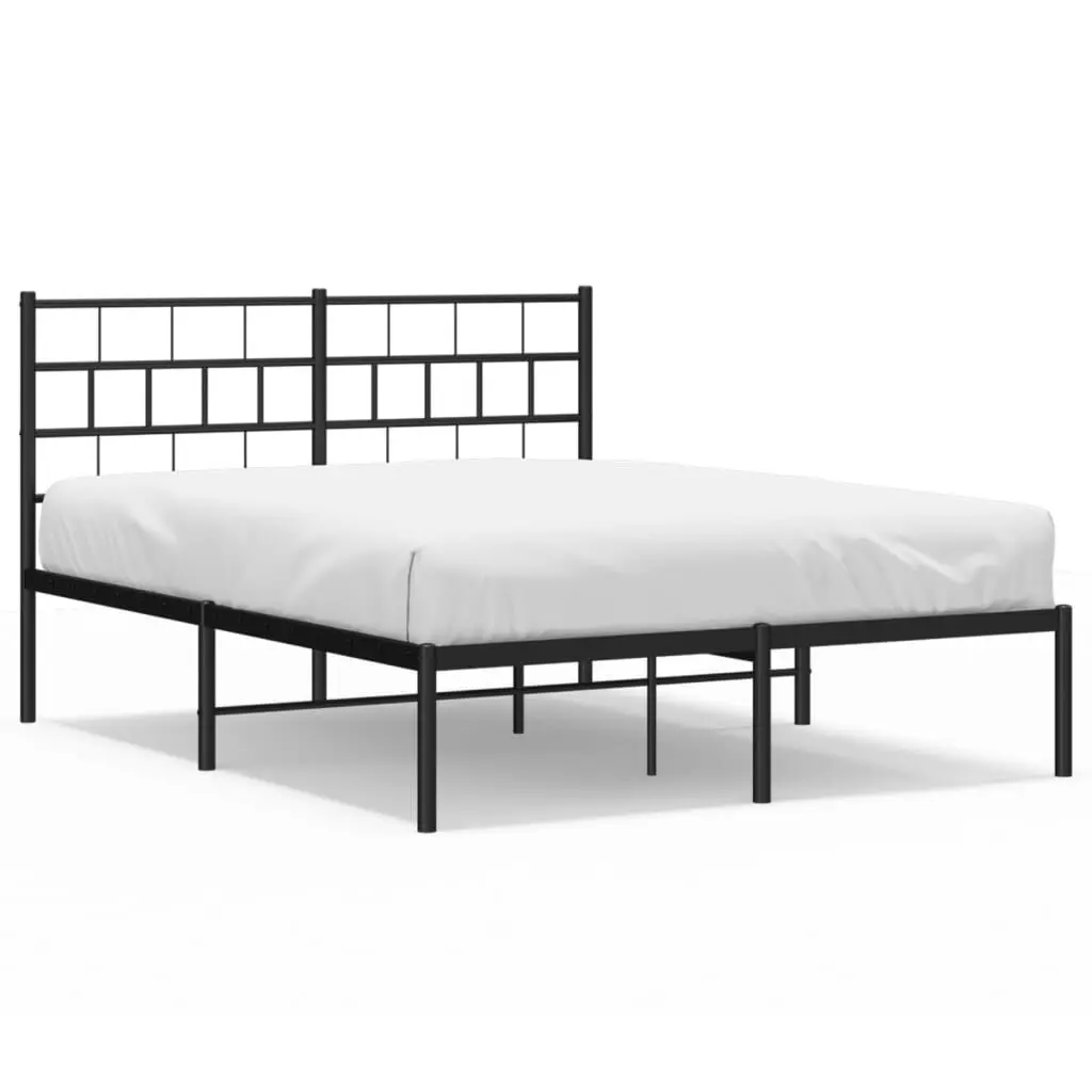 Black Metal Bed Frame Headboard 59.1x78.7 Inches No Mattress Included