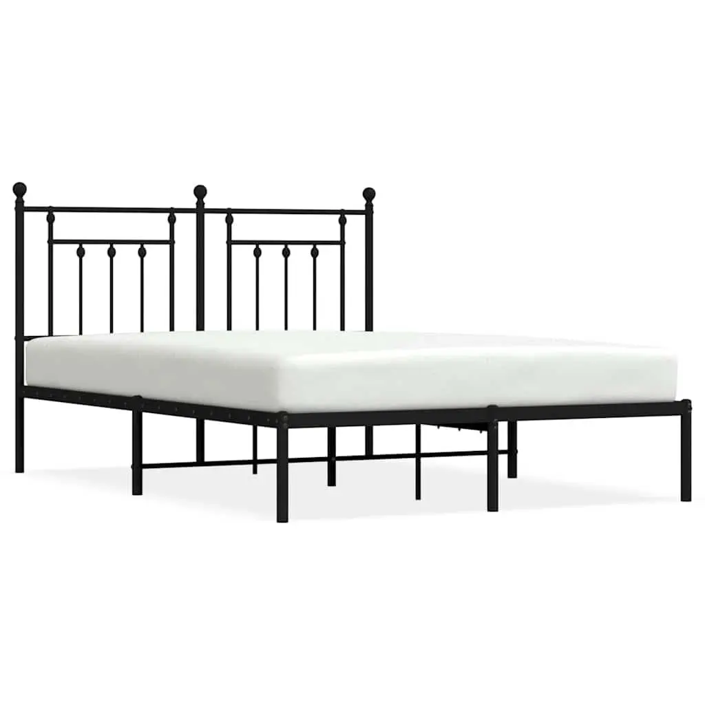 Black Metal Bed Frame Headboard 59.1x78.7 Inches No Mattress Included