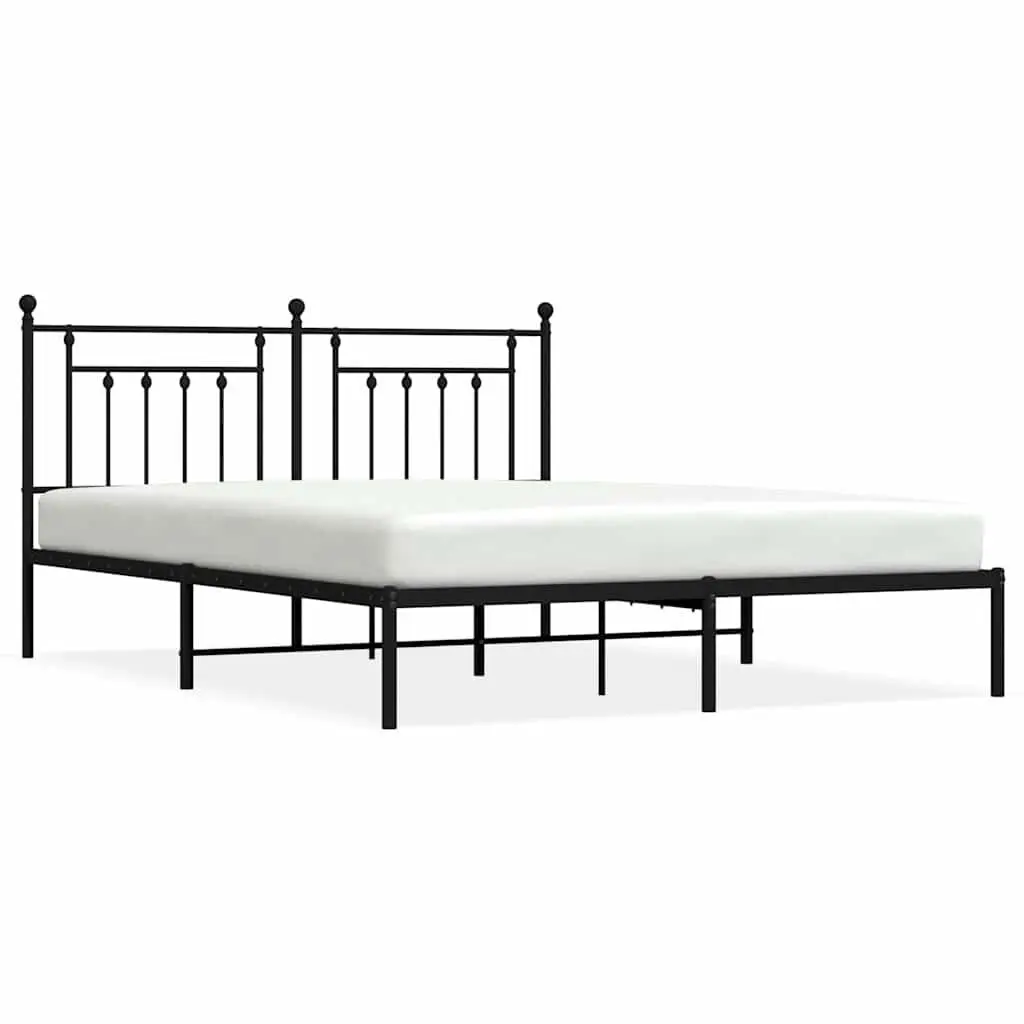 Black Metal Bed Frame Headboard 72x83.9 Inches No Mattress Included