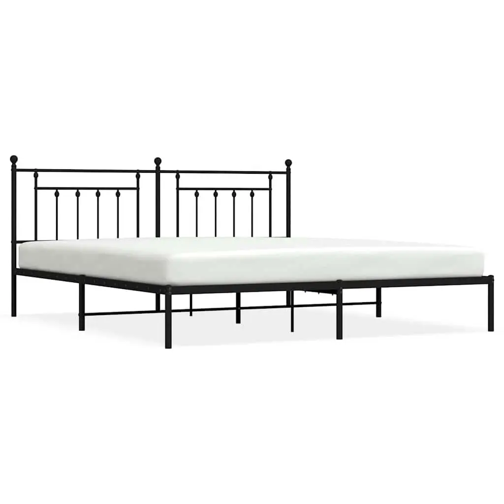 Black Metal Bed Frame Headboard 76x79.9 Inches No Mattress Included