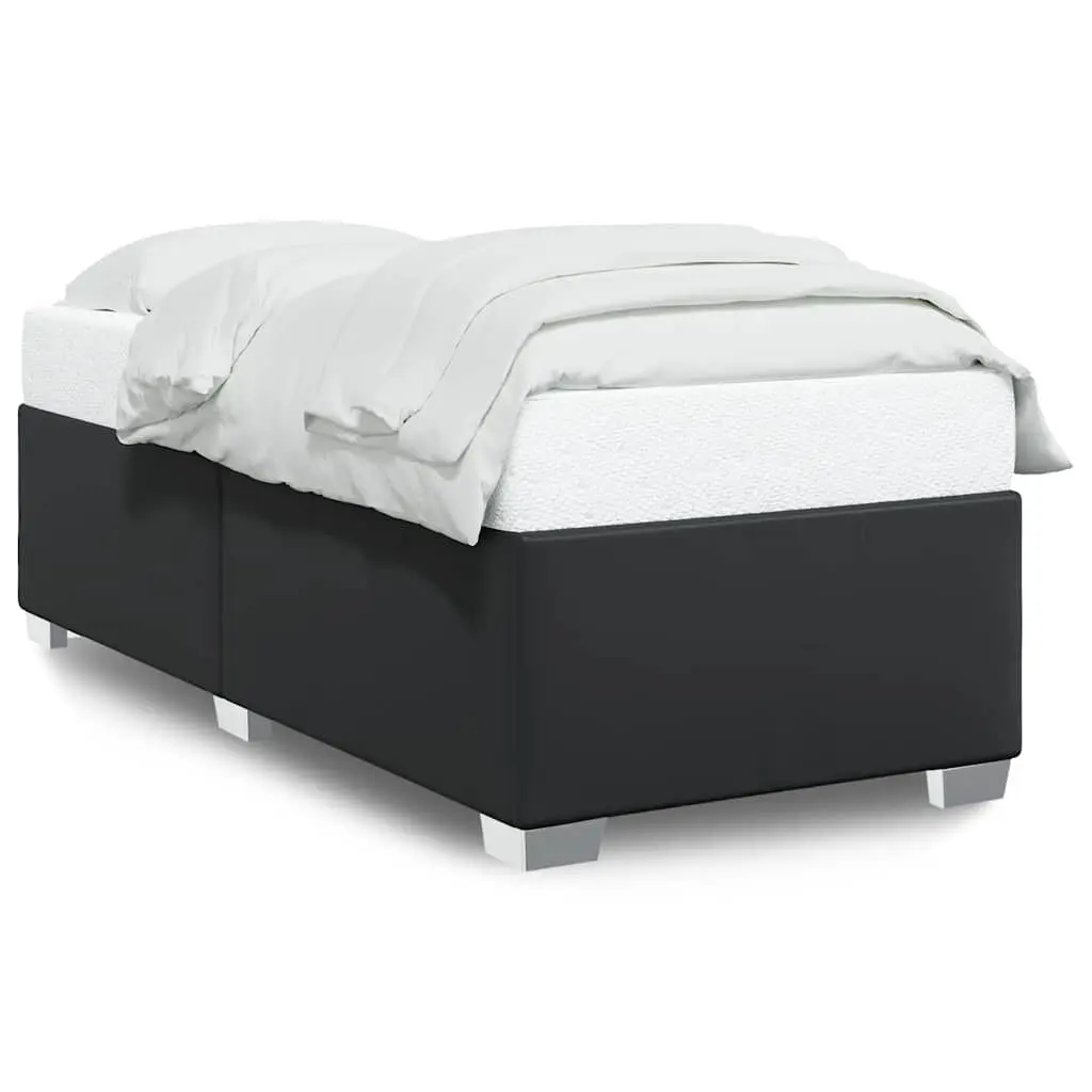 Black Twin Size Bed Frame without Mattress Faux Leather Upholstered Platform