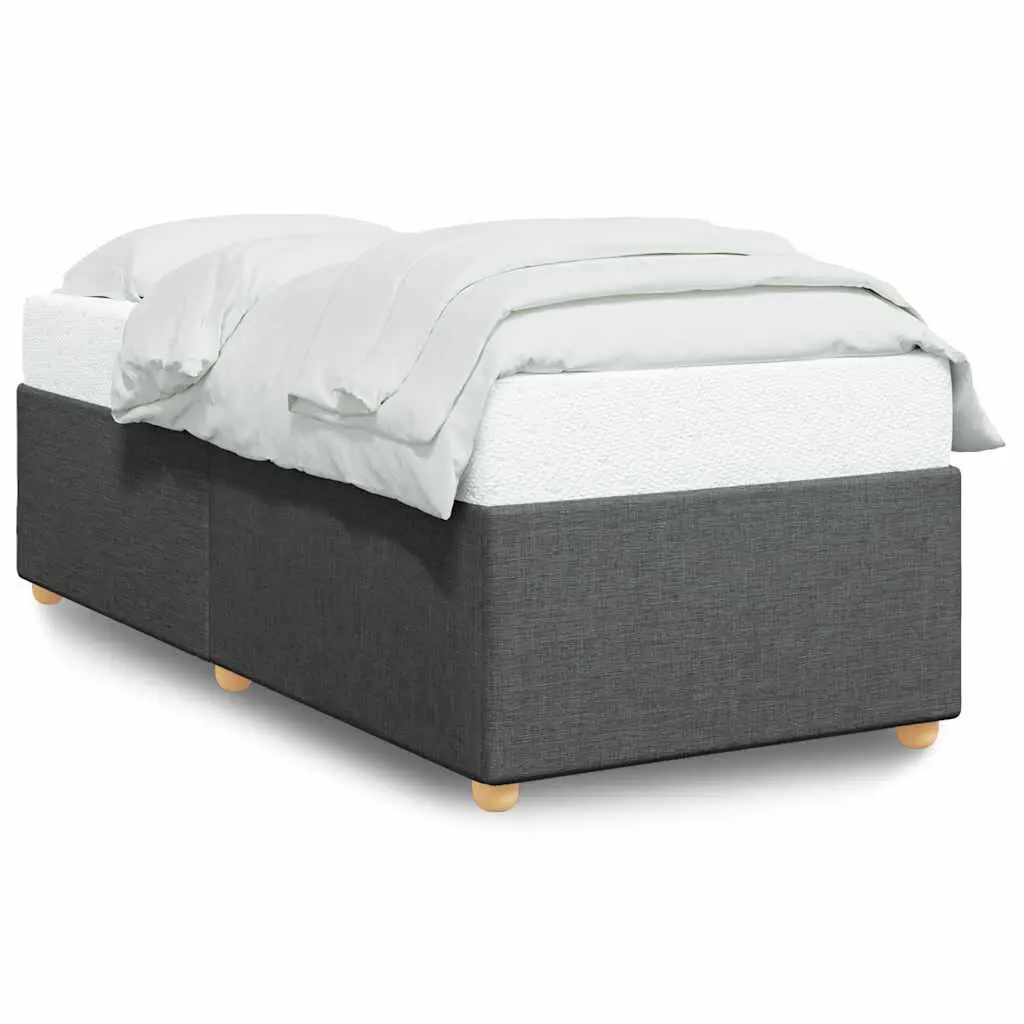 Dark Gray Twin Size Bed Frame without Mattress Fabric Platform Base