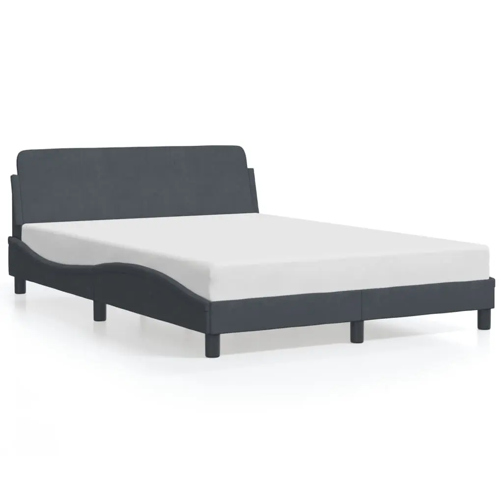 Dark Gray Velvet Bed Frame 53.9x74.8 Inches Without Mattress