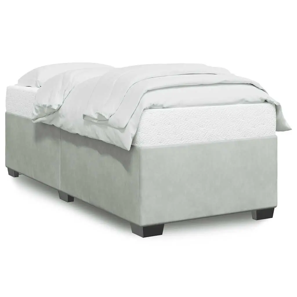 Light Gray Twin Size Velvet Bed Frame without Mattress Modern Bedroom Furniture