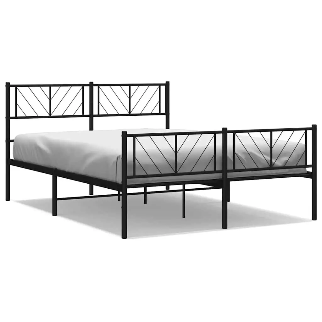 Metal Bed Frame without Mattress Footboard Black 59.1x78.7 Inches Queen Size