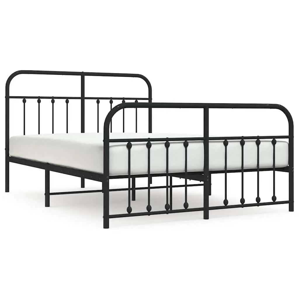 Metal Bed Frame without Mattress Footboard Black 53.1x74.8 Inches Twin XL
