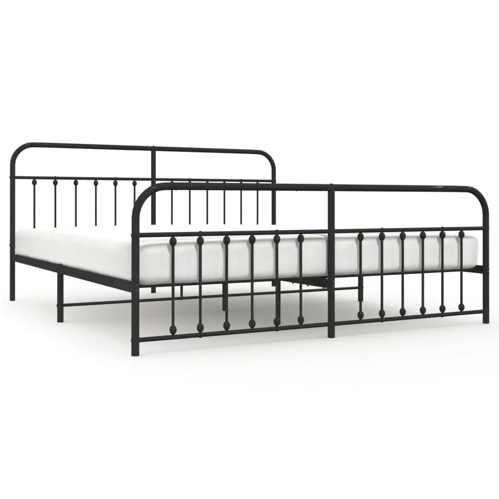 Metal Bed Frame without Mattress Footboard Black 76x79.9 Inches California King