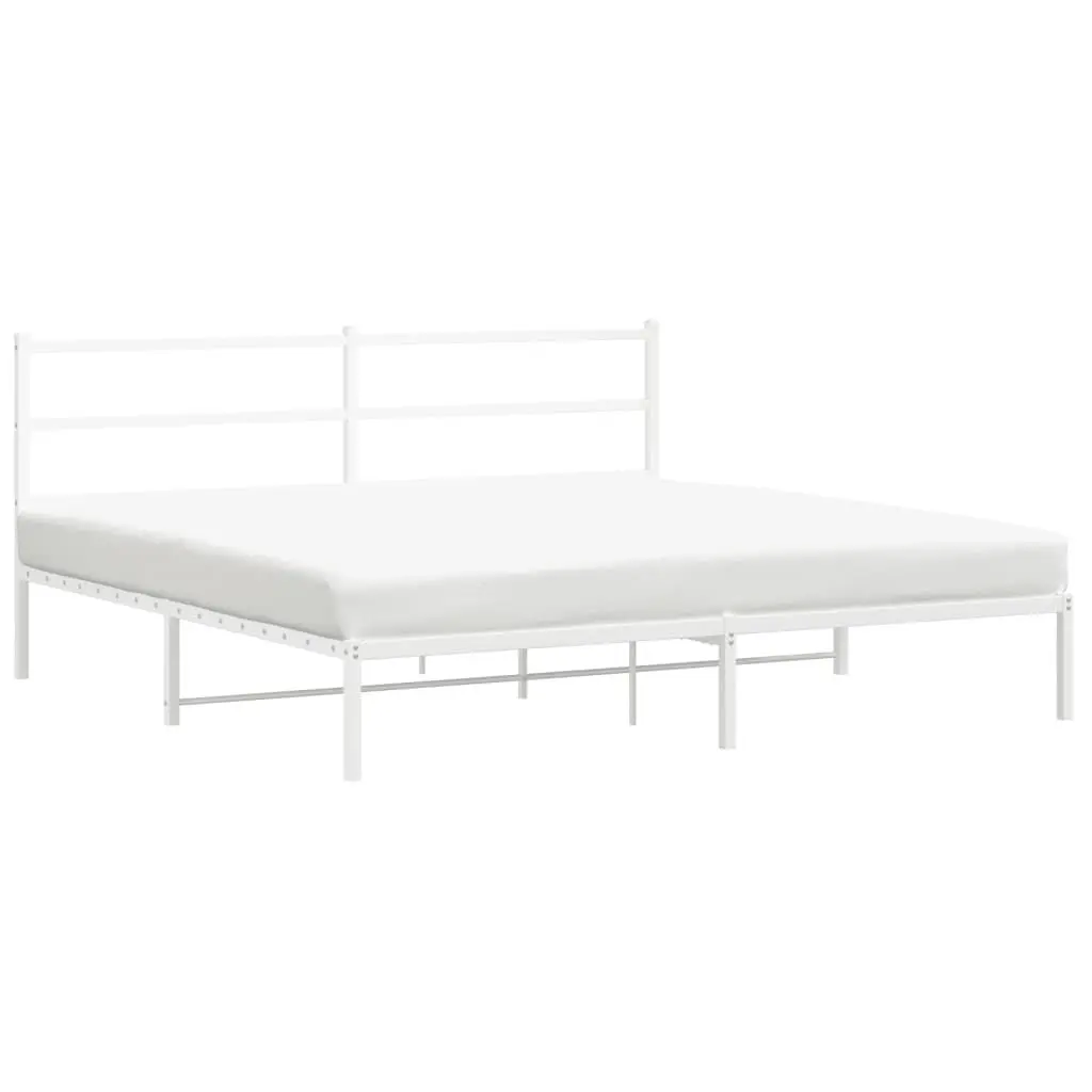 Metal Bed Frame without Mattress Headboard White 76x79.9 Inches