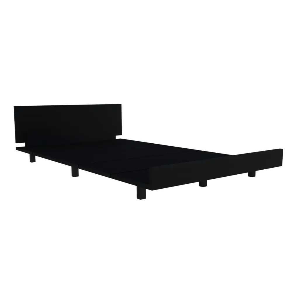 Kaia Twin Bed Base Headboard Black Twin Bedroom Particle Board Frame tuhome