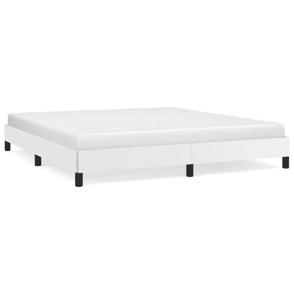 White California King Bed Frame without Mattress Faux Leather Platform
