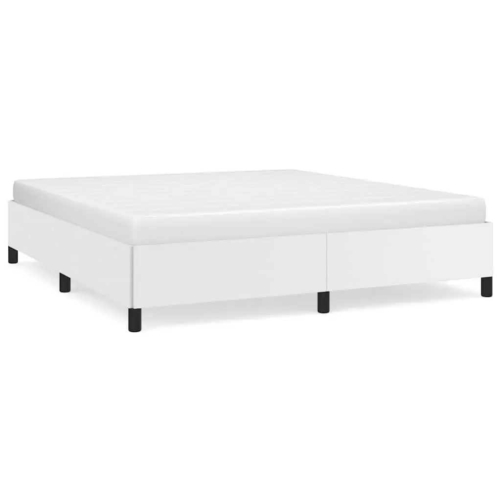 White California King Bed Frame without Mattress Faux Leather Platform