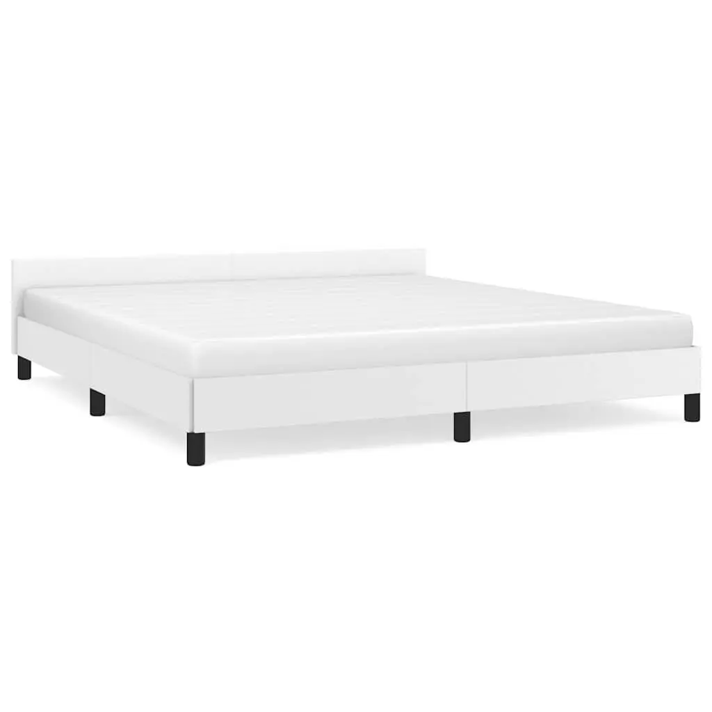 White California King Bed Frame without Mattress Faux Leather Platform