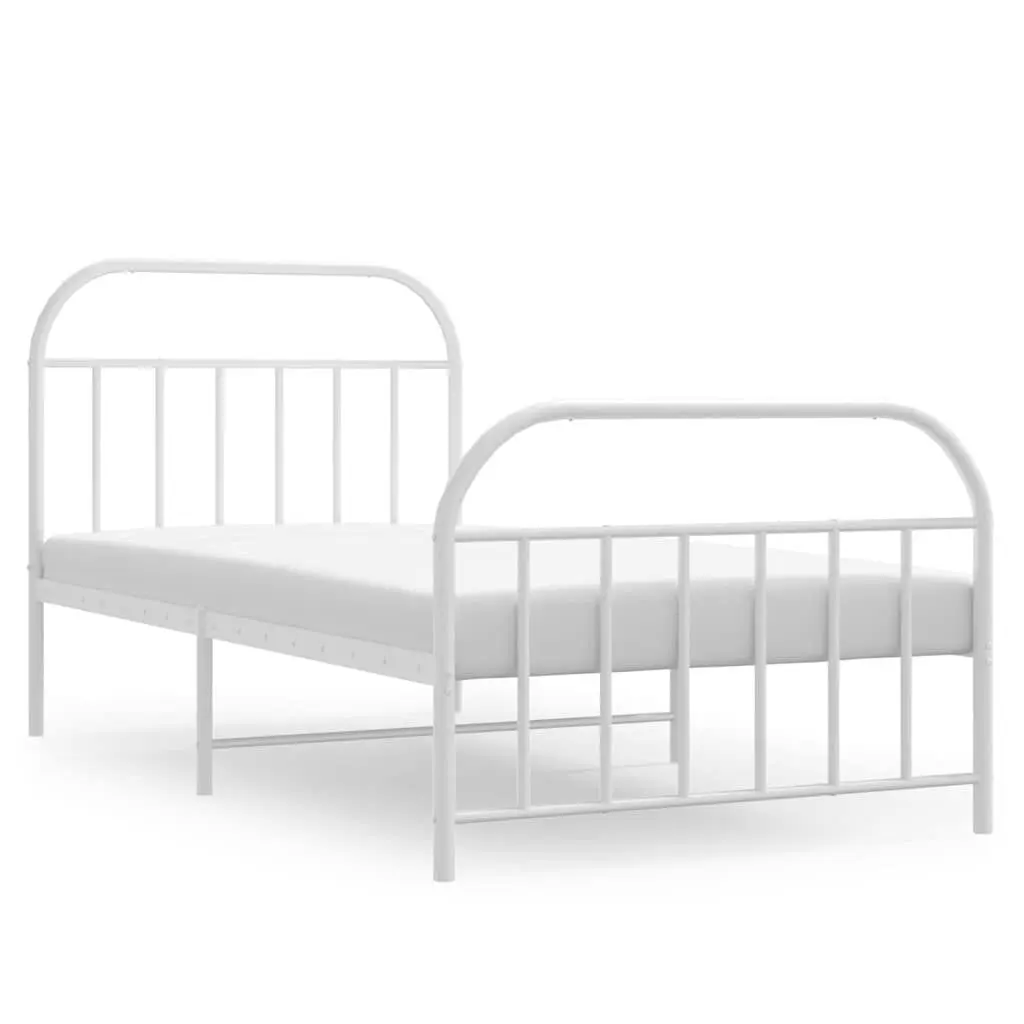 White Metal Bed Frame Footboard 39.4x78.7 Inches King Size No Mattress