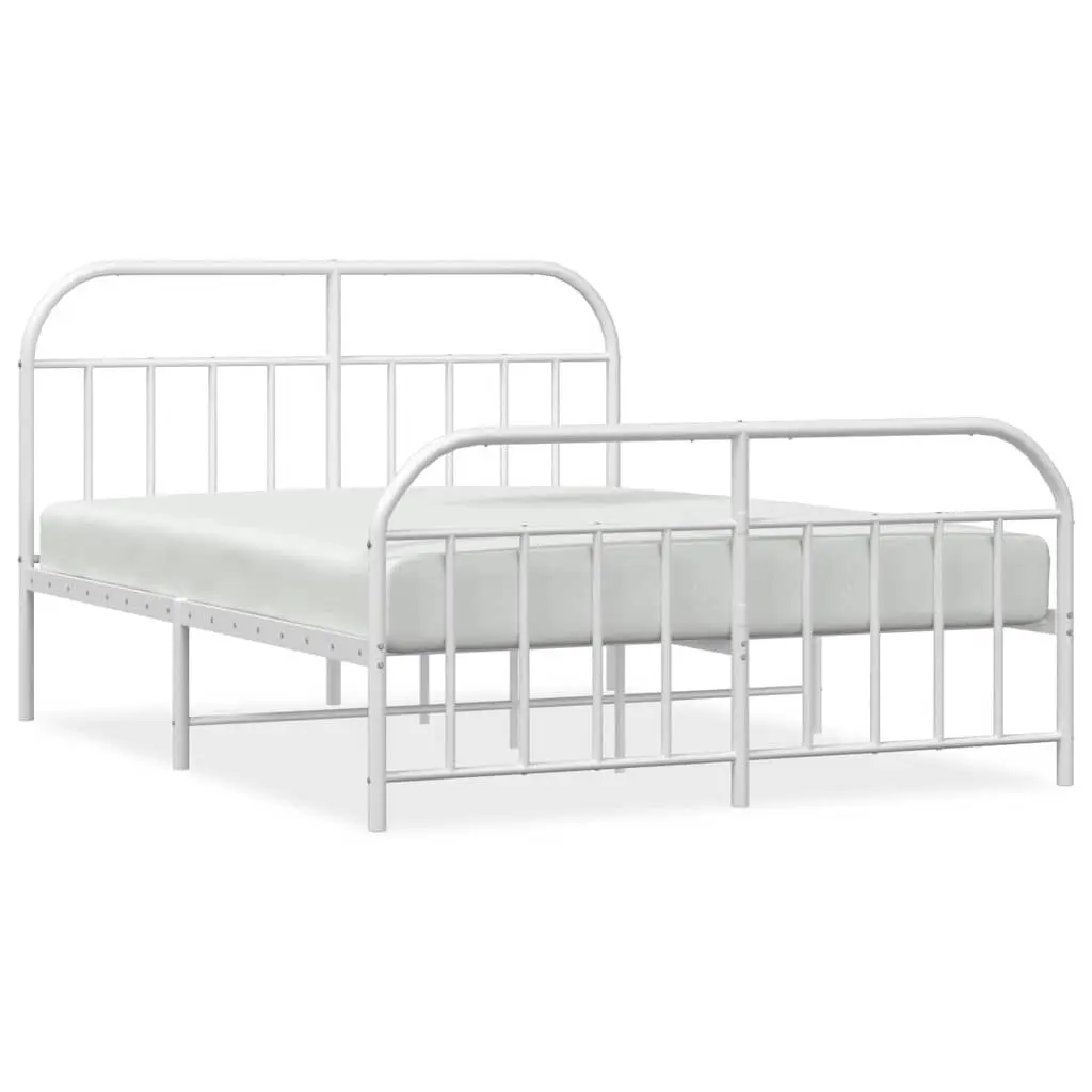 White Metal Bed Frame Footboard 53.1x74.8 Inches Full Size No Mattress
