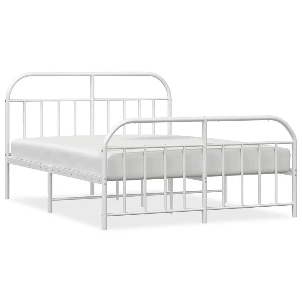 White Metal Bed Frame Footboard 72x83.9 Inches California King No Mattress