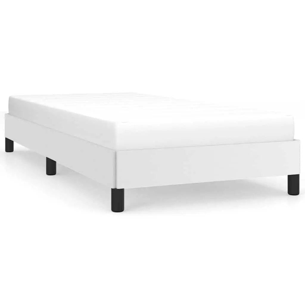 White Twin Size Bed Frame without Mattress 39.4x74.8 Inch Faux Leather