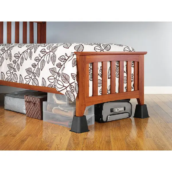 Whitmor Plastic Bed Risers Black 5-1/4 4-Pack Furniture Elevation