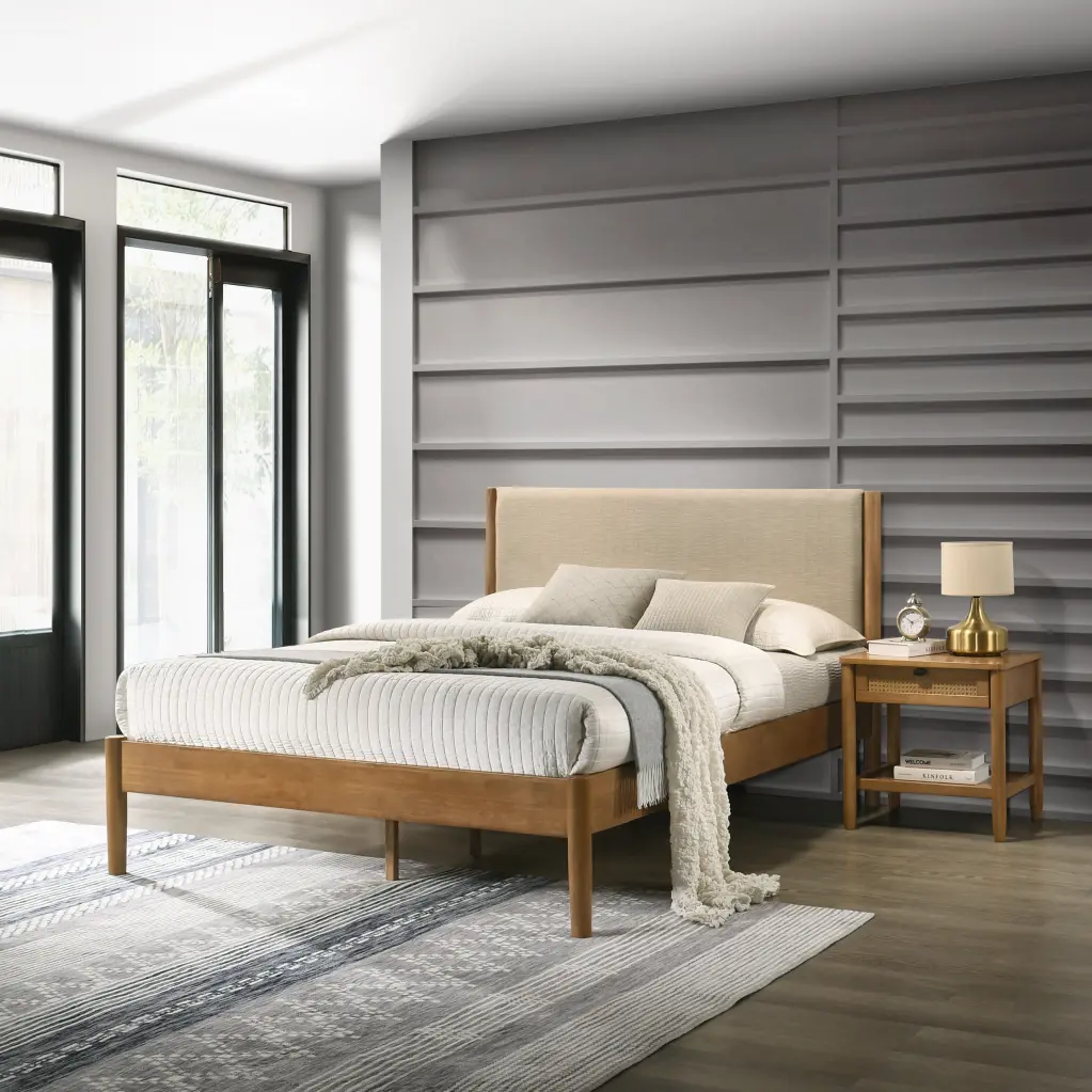 Vichy 2 Piece Elastomerwood Bedroom Set Platform Bed Nightstand Queen Size hz
