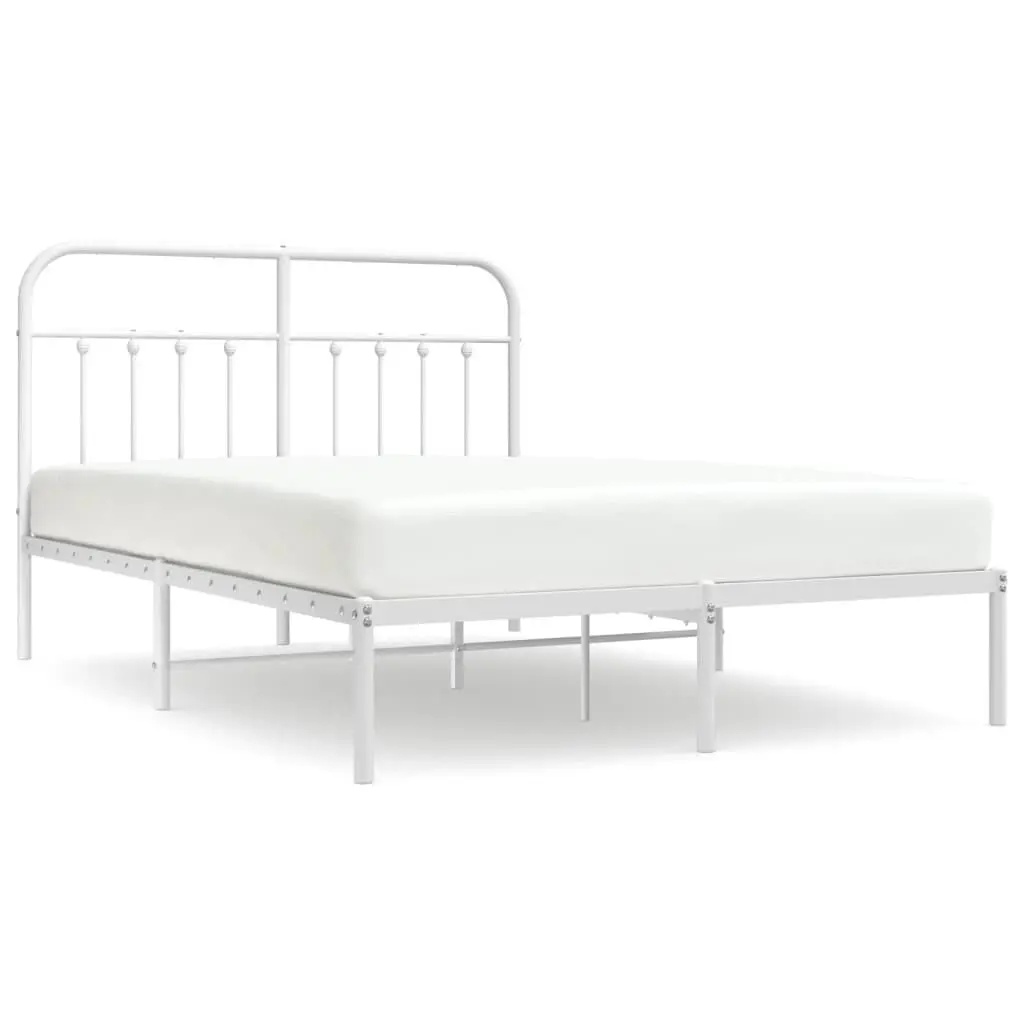 Metal Bed Frame without Mattress Headboard White 59.1x78.7 King Size